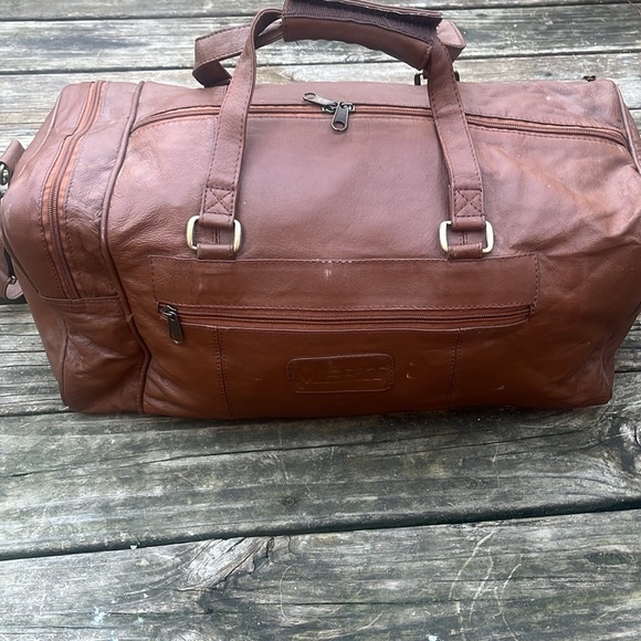 Vintage Merit, Phillip Morris leather weekender duffle bag brown 20x10x10 - Picture 2 of 8